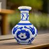 28cm DIY Blue And White Porcelain Vase Puzzle Building Block Set  Educational Chinese Style Boy Toy for Children