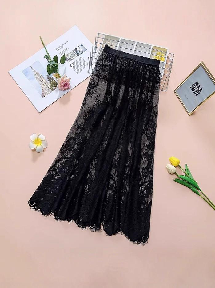 Lace Midi Skirt For Women With Hollowout Design Summer Aline Elegant Fashionable For Casual Wear