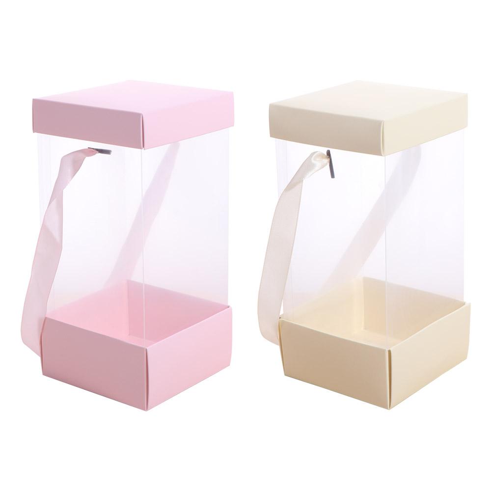 5PCS Transparent Handheld Flower Box Handbag Paper Box Bouquet Wrapping Bag Packing Material Portable Flower Bag Weding Party