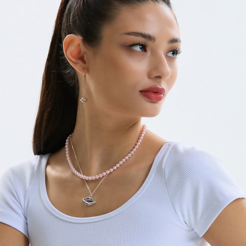 CALLOUTNEWYEAR Shinny Lips Necklace (Silver92.5)