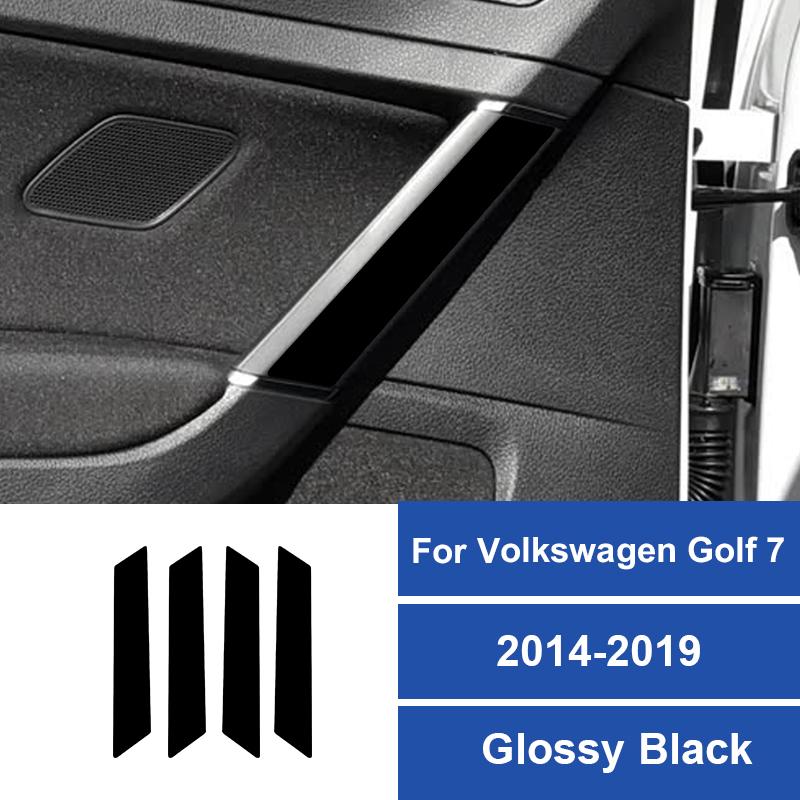 4PCS Real Carbon Fiber Car Inner Door Armrest Panel Decorative Sticker For Volkswagen Golf 7 2014-2019 Car Interior Accessories