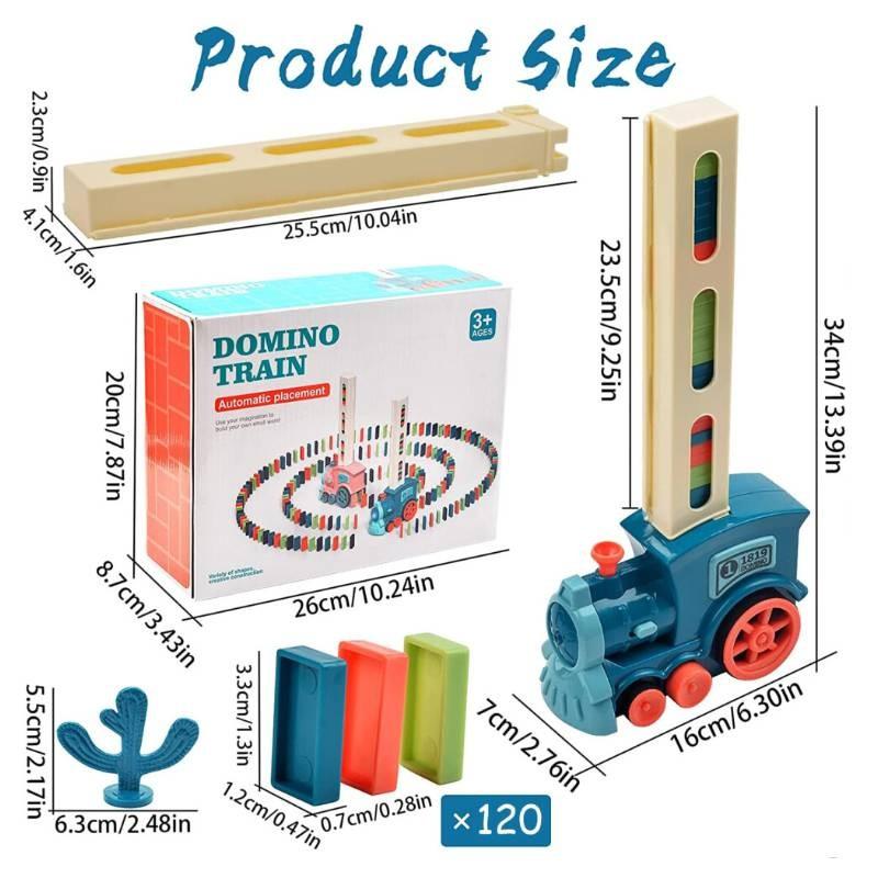 Domino Train Set With 120pcs Blocks And Sound Design Kids Building Gift Toy