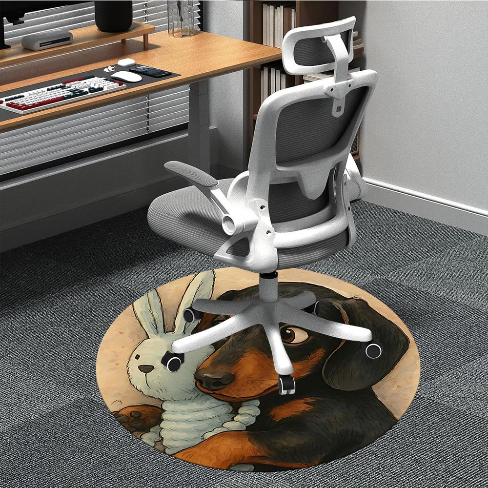 

1pc Dachshund Bunny Chair Carpet for Office, Non-slip, Soft and Durable Office Rug, Perfect for Office yy260131052 80cm by 80cm