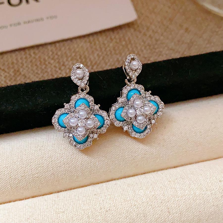 Mori Style Silver Needle Floral Glass Grape Tassel Earrings – Elegant High-End Design