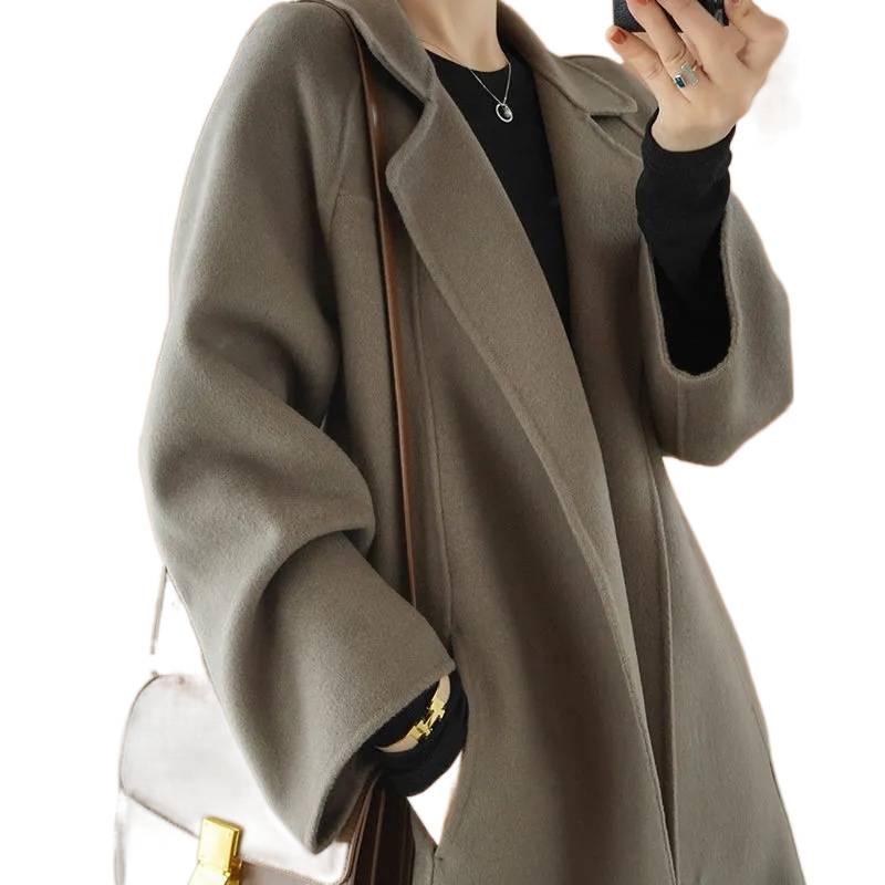 Women's Plus Size Long Double-Sided Wool Coat - Autumn/Winter 2025 Collection