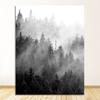 Schwarz-Weiß Baum Poster Nebelwald Landschaft Leinwandbild Wandbild Wohnzimmer Dekor Natur Drucke Kunst