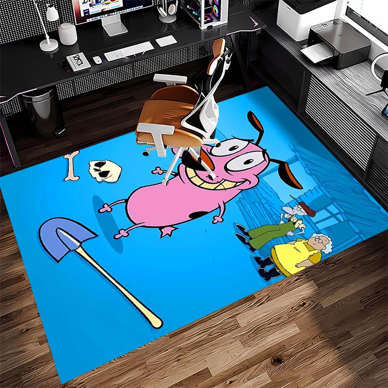 1pc Courage the Cowardly Dog Print Area Rug - Soft, Washable Non-Slip Indoor Mat for Office Chairs, Living Room, Home Office Decorative Rug