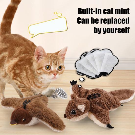 Flapping Bird Cat Toy Rechargeable Chirping Bird Cat Chasing Toy Interactive Plush Flying Bird for Indoor Cats Active Play Exercise Hunting Instincts