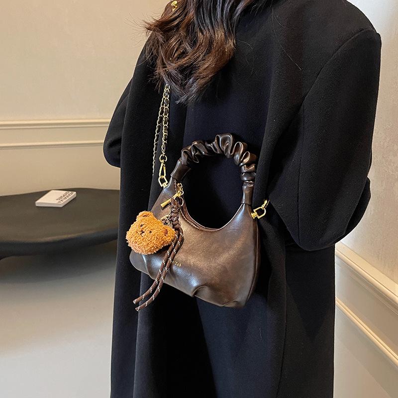 Exquisite Fashion Handbag Bag Women's New Foreign Style Versatile Solid Color Pleated Bag High Sense Niche Trend Messenger Bag