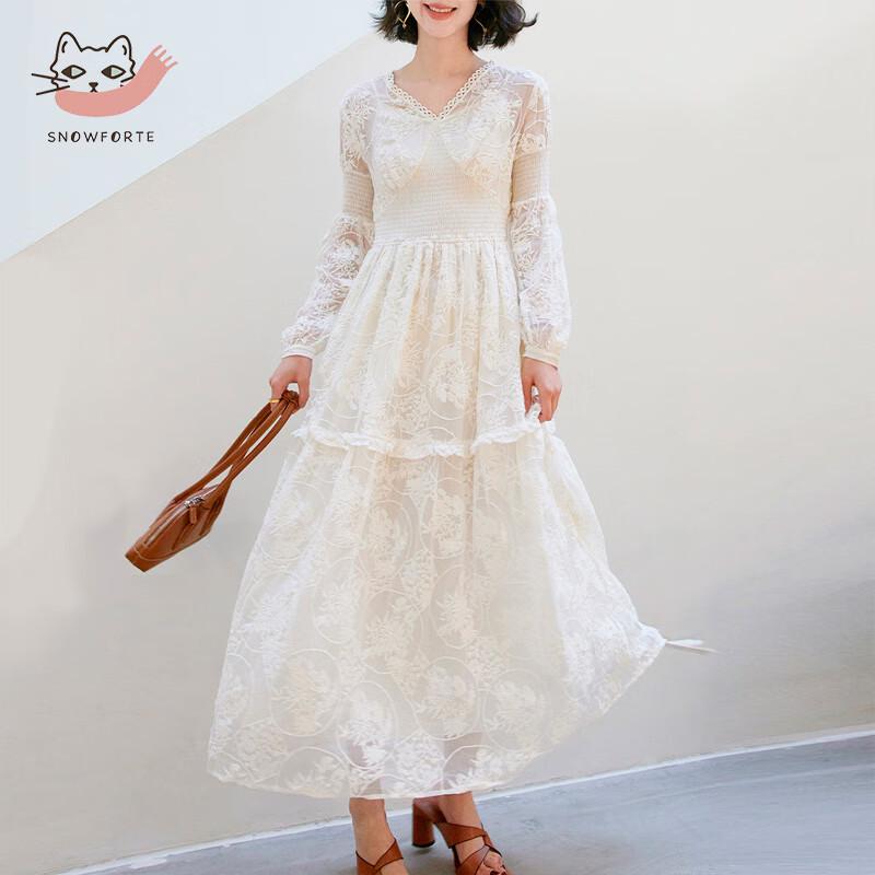 Sino Fu De 100% Mulberry Silk V-Neck A-Line Long Sleeve Dress