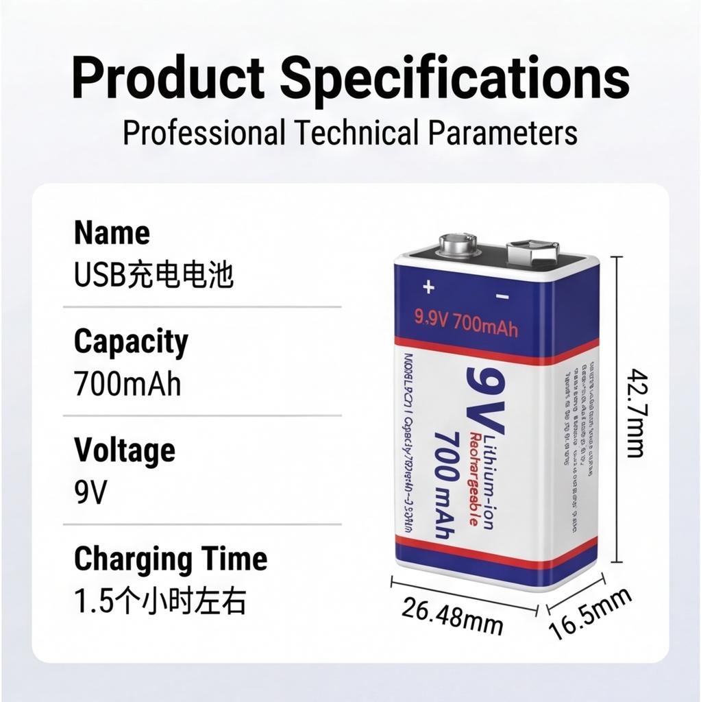 USB-Ladegerät 9 Volt Li-Ionen-Akku 6F22 9 V LiIon Lithium-Batterie für RC-Helikopter-Modell Mikrofon Spielzeug Metalldetektor Batterie