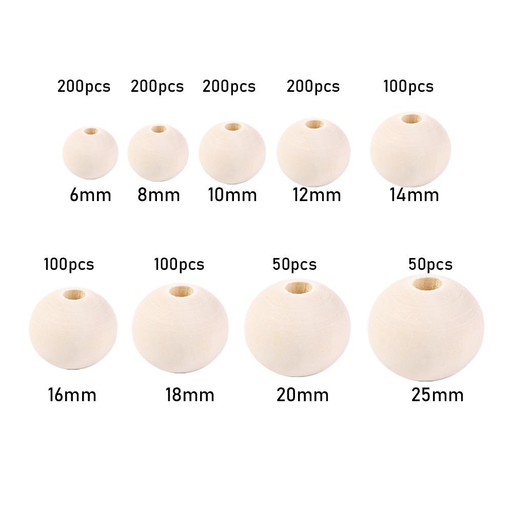 Eco-Friendly 6-25mm Wooden Bracelet Jewelry Making Lead-Free Unfinished Necklace Accessories Round Balls Wood Beads Loose Beads