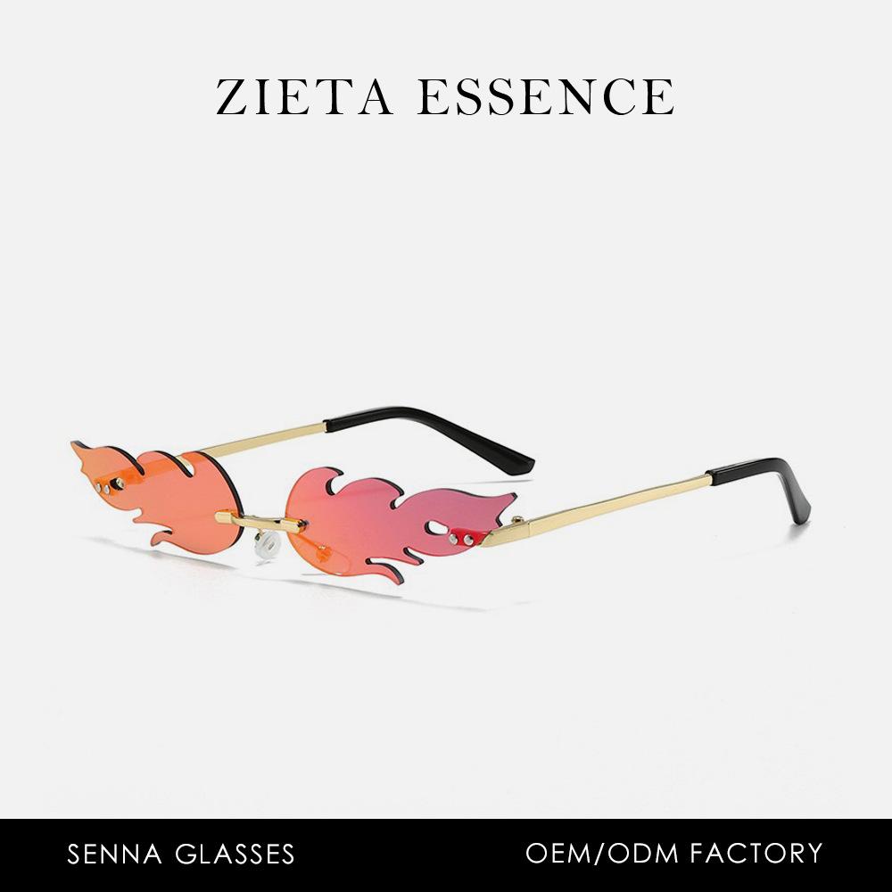 Flame Frameless Sunglasses Party Sunglasses Feather Sunglasses Metal