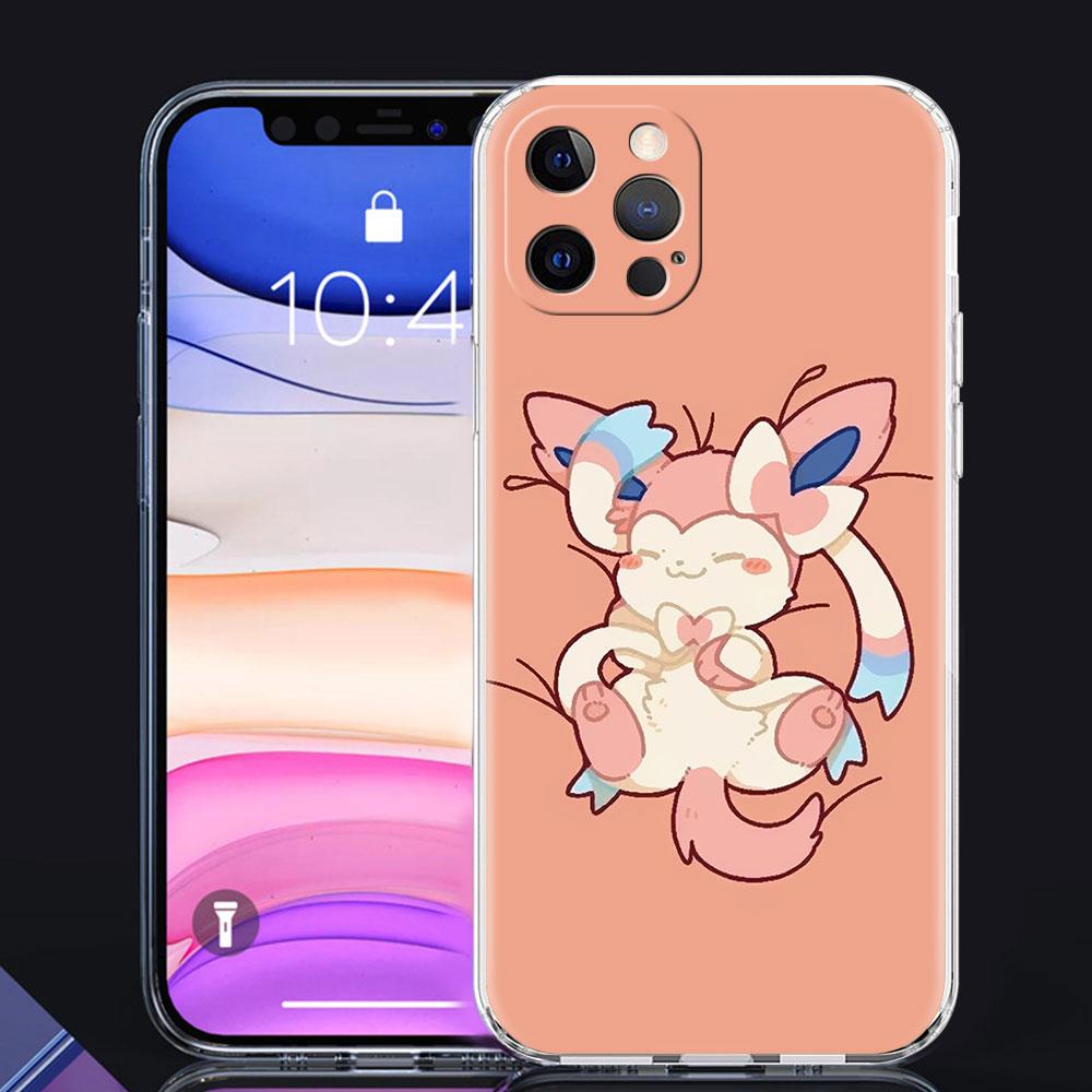 Clear Cover For Apple iPhone 13 11 14 Pro Max 12 Mini Soft Phone Case XR SE 2020 7 8 Plus X XS 6S Shell Pokemon Cute Eevee Lunda
