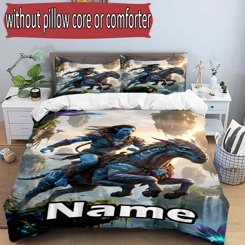 3pcs Duvet Cover Set (1*Duvet Cover + 2*Pillowcase, Without Core), Custom Name Avatar Pattern Bedding Set, Home Bedroom Decor Gift