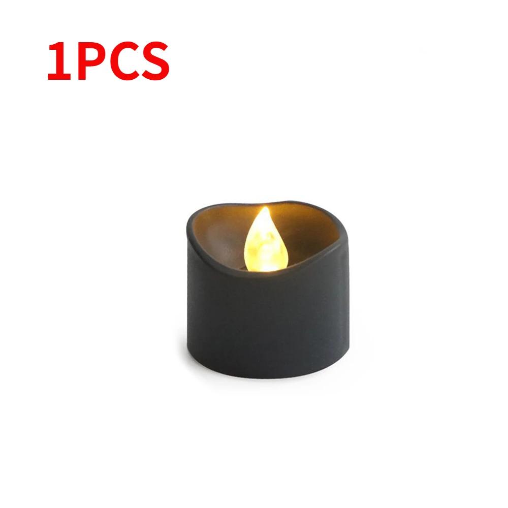 12/1PCS LED Electronic Candles Black Flameless Battery Operated Candle Lamps Halloween Xmas Wedding Party Decoration Lighting