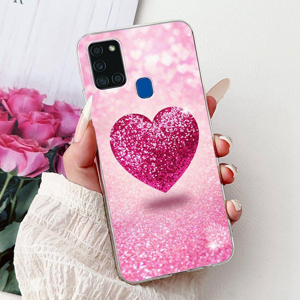 For Samsung A21s Case Cover Clear Fashion Luxury Cute Painted Back Cover For Samsung Galaxy A21s Phone Case A217F A217M A217N