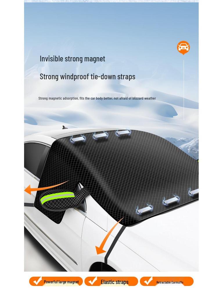 Verdickte Magnetische Wasserdichte Auto Schneeabdeckung - Vergrößerte Windschutzscheibe Halbkörper Oxford Tuch Winterschutz