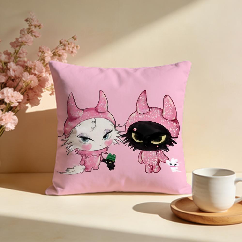 Soft Pink Kitten Cushion Cover Soft Pillow Cases for Home Bedroom Living Room Sofa