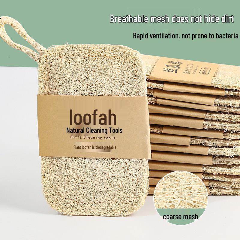Natural Loofah Dishwashing Brush - Durable Non-Stick Pot Scrubber and Sponge for Kitchen Cleaning