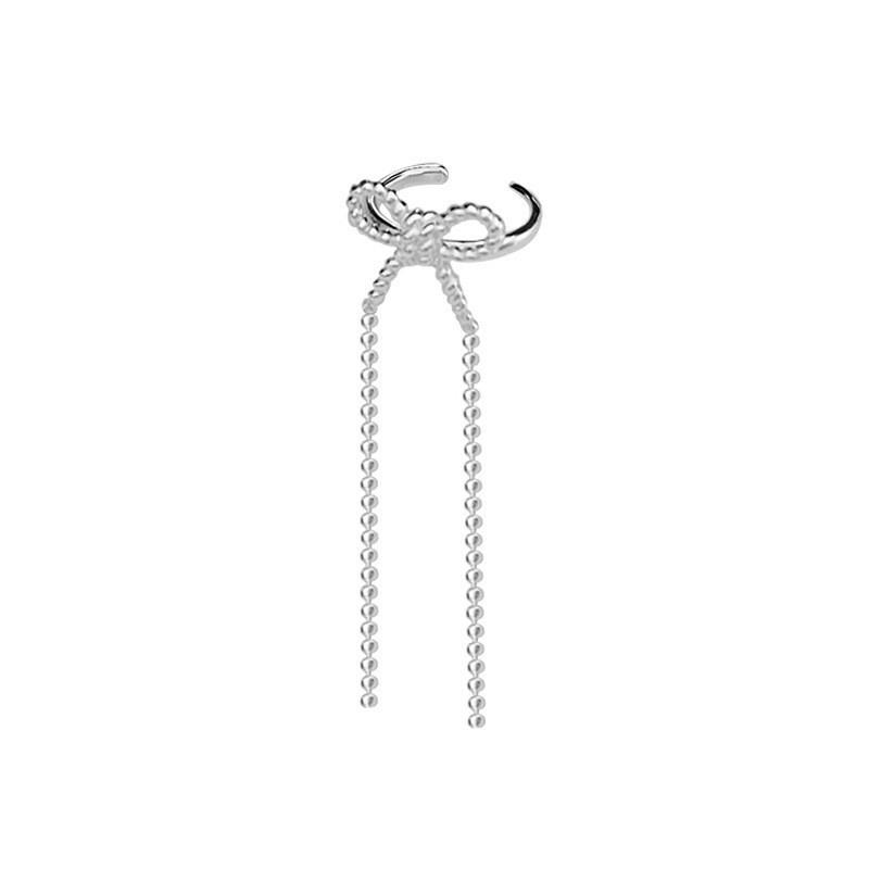 Elegant Geometric Bow Tassel Ear Cuff for Women - No Piercing, Versatile & Stylish Ear Accessory