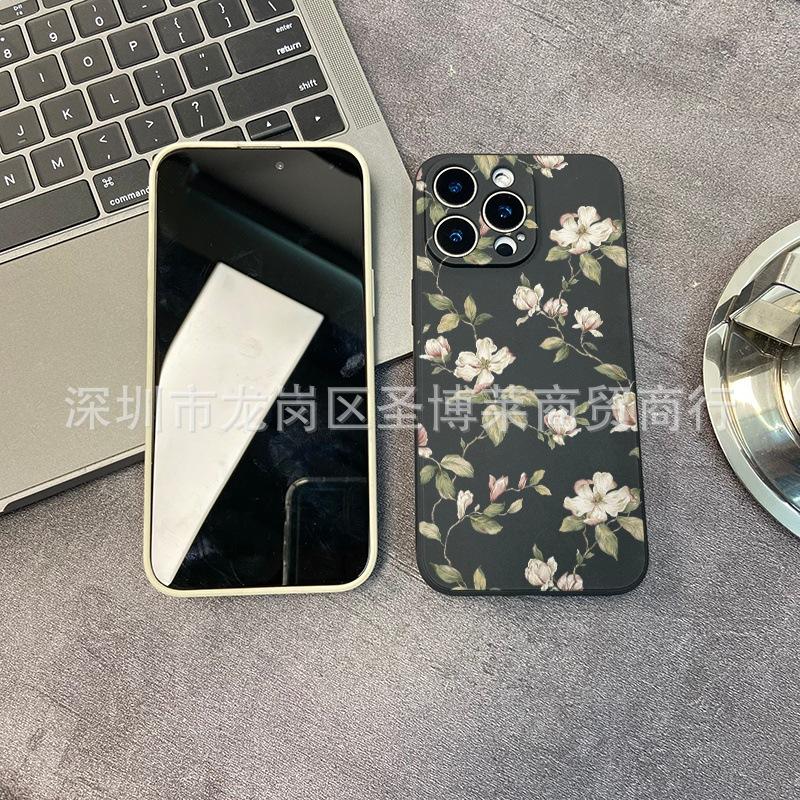 White Camellia for iPhone15 Mobile Phone Case 14PROMAX All-inclusive 13 Anti-drop 16/15 Protective Case 17