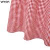 VONDA Summer Women Sleeveless Strap Plaid Print Casual Long Dress Sundress