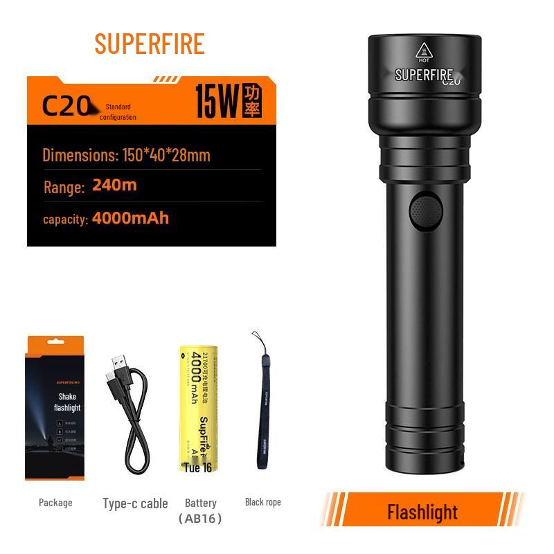SupFire C20 Rechargeable LED Flashlight