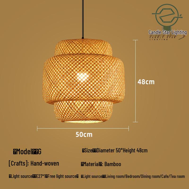 Zen Style Bamboo Rattan Pendant Light for Tea Rooms and Restaurants