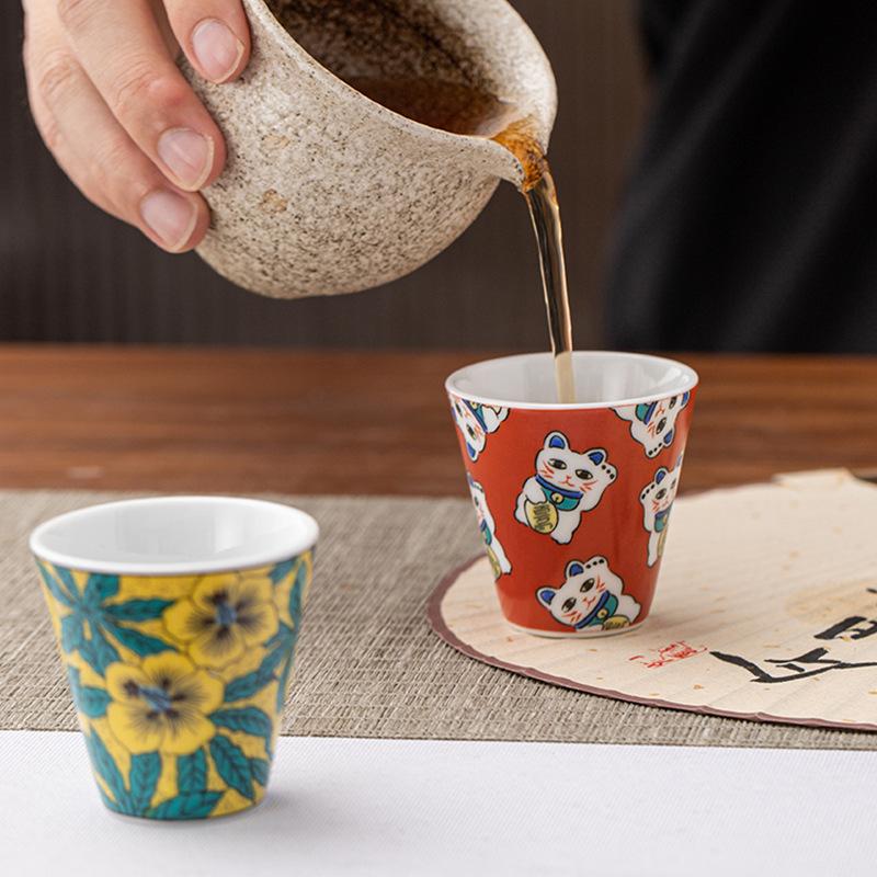 Japanese-style Kutani tea set ceramic teacup high-end 5 gift boxes home kung fu master cup tea cup