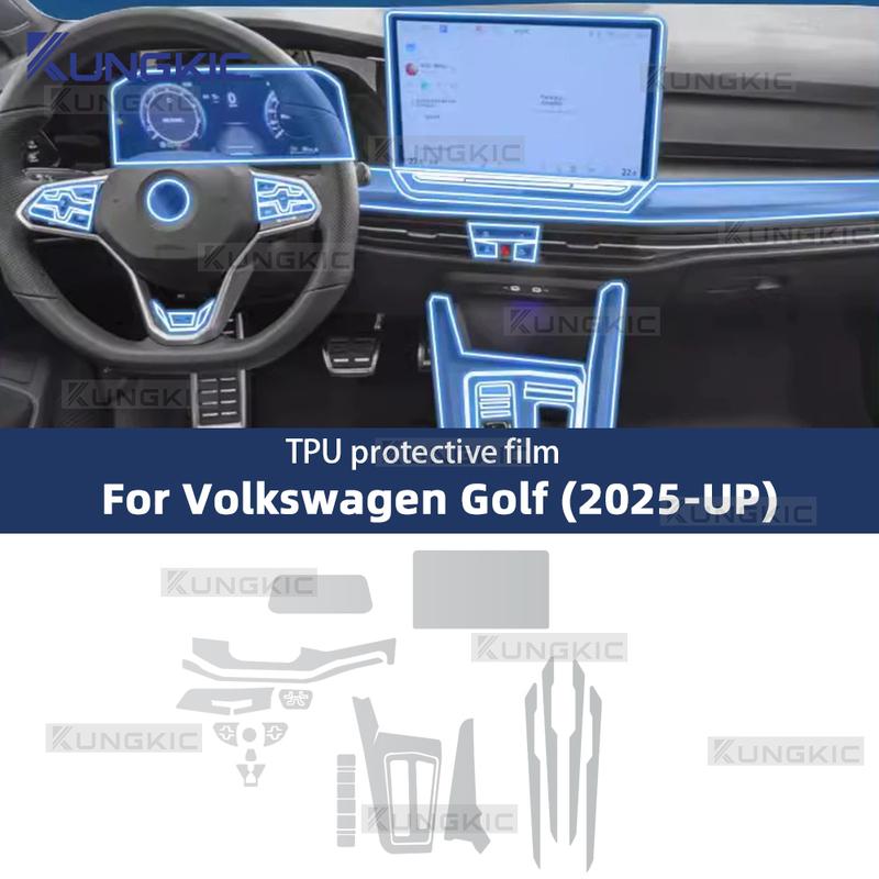 For Volkswagen VW Golf 8.5 2025 Golf 8 MK8.5/7 2024 Interior Film Transparent TPU Gear Panel GPS Center Console PPF Protection