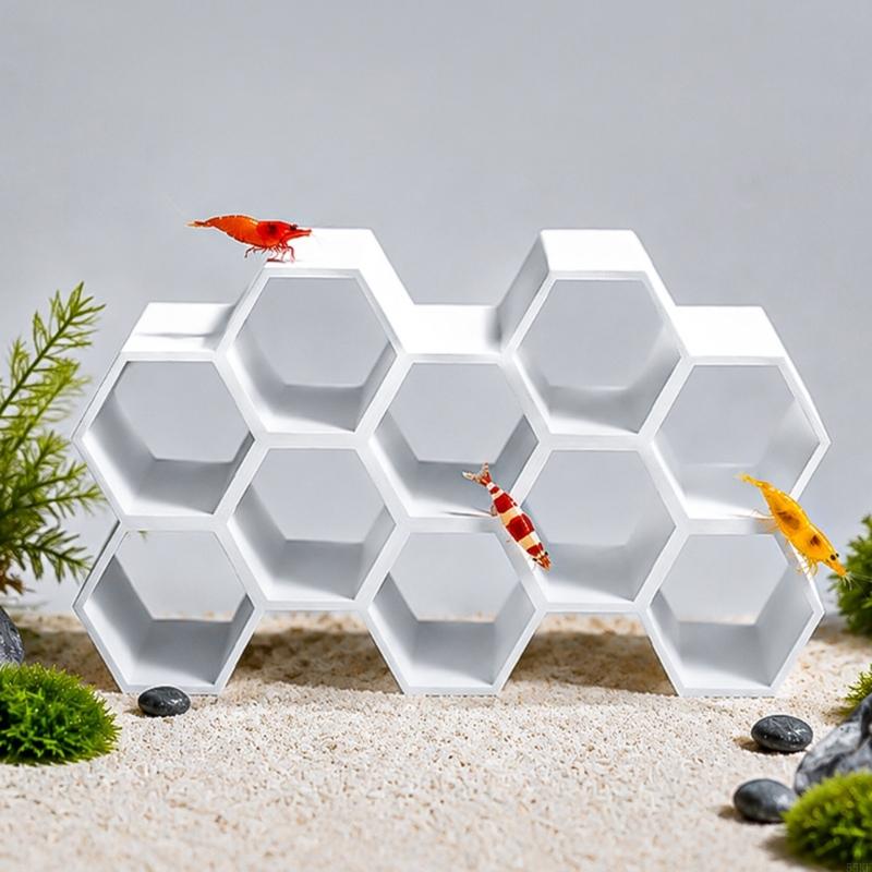 Ten Opening Fish Refuge Cave for Shy Small Species, Plastic Shelter Block for Plecos Cory Rest Spots 55KF