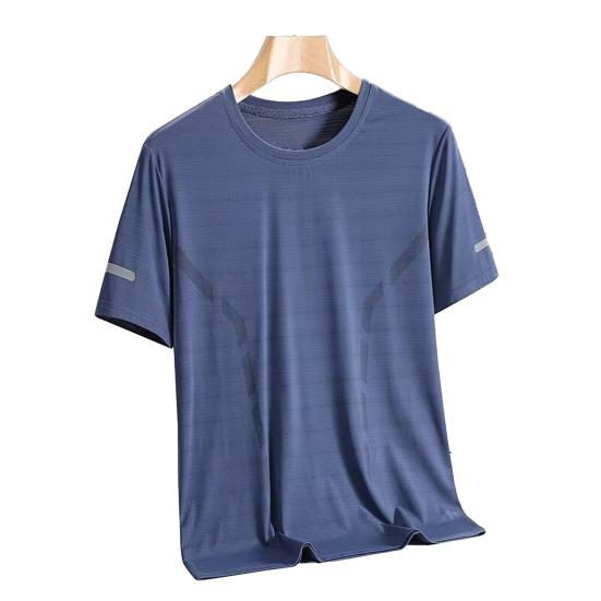 

Men Quick Dry Workout Shirts Lightweight Moisture Wicking Top Athletic Gym Tee with Mesh Ventilation for Running Fitness Cooling M синій