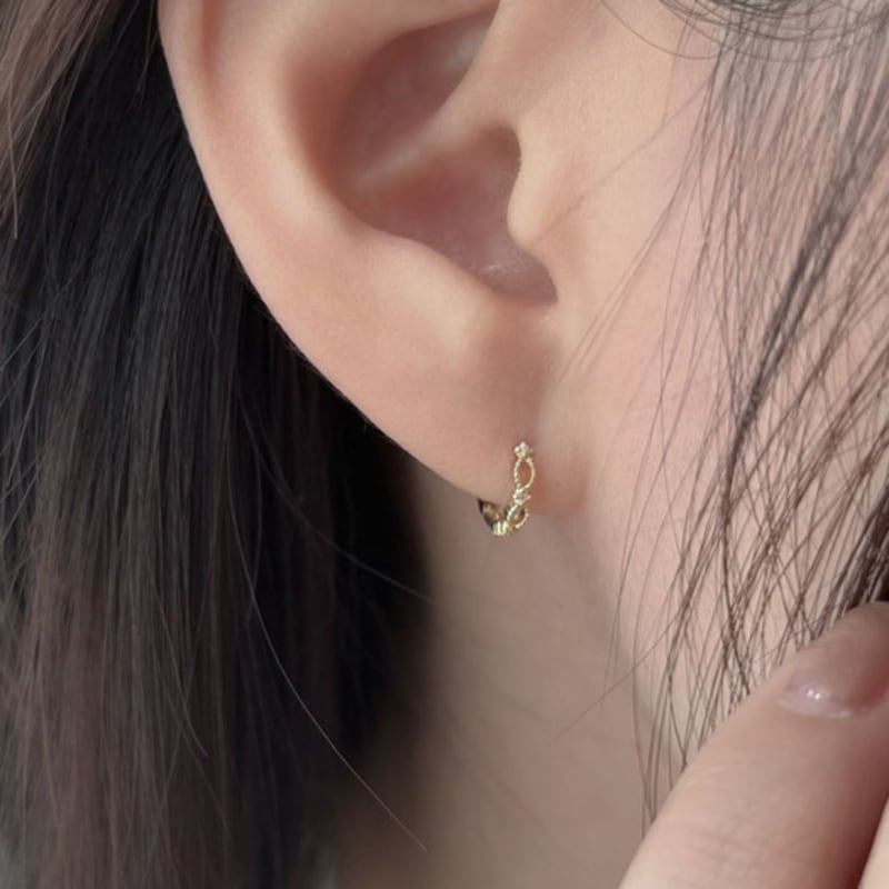 Youngglow 14k Dot Lace One Touch Earring