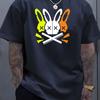 Men's 100% Cotton Summer Loose Fit Large Rabbit Skull Graphic Printed Slim Fit Casual Sports Round Neck Short Sleeved T-shirts