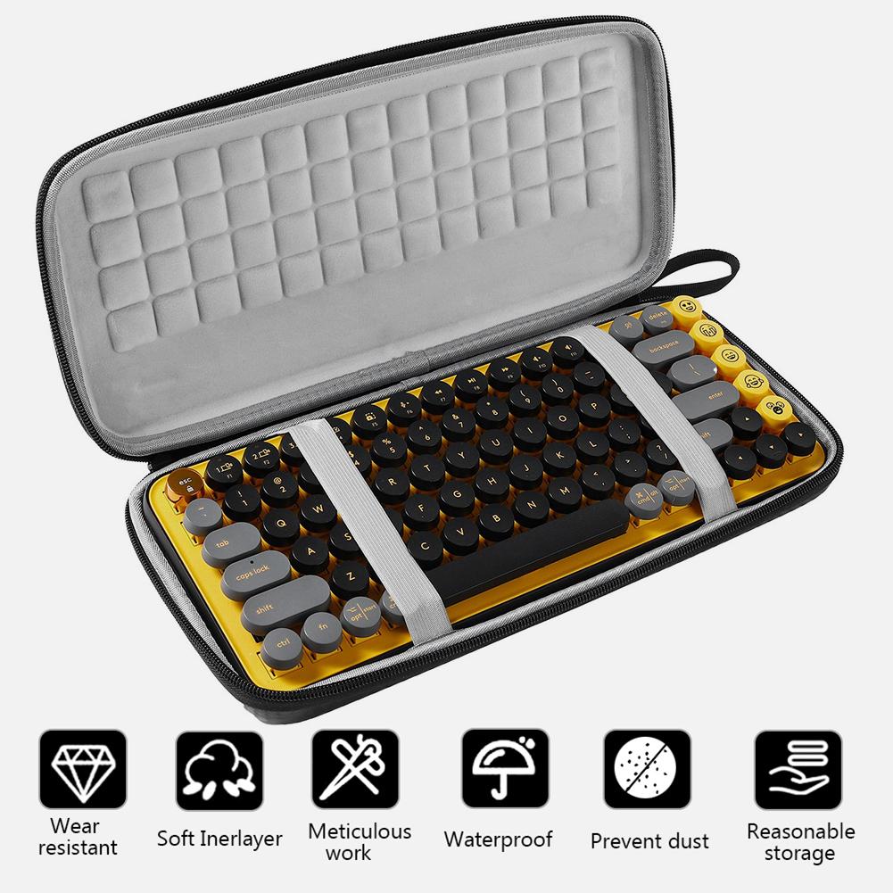EVA Hard Case Mechanical Keyboard Storage Box Pack Storage Zip Bag for Logitech POP Keys Wireless Keyboard Carrying Case