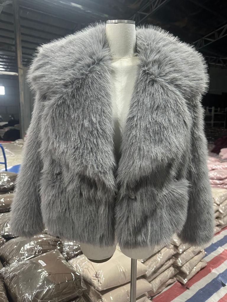 Autumn and winter new suit collar imitation fur short fluffy versatile coat women's jacket