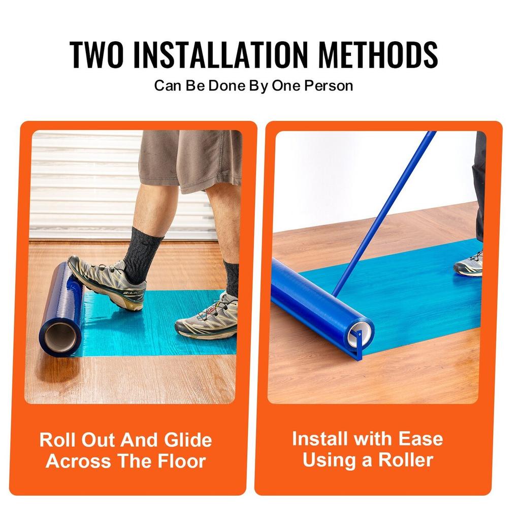Floor Protection Film 24" X 200' Self Adhesive Car Mat Protector PE Blue