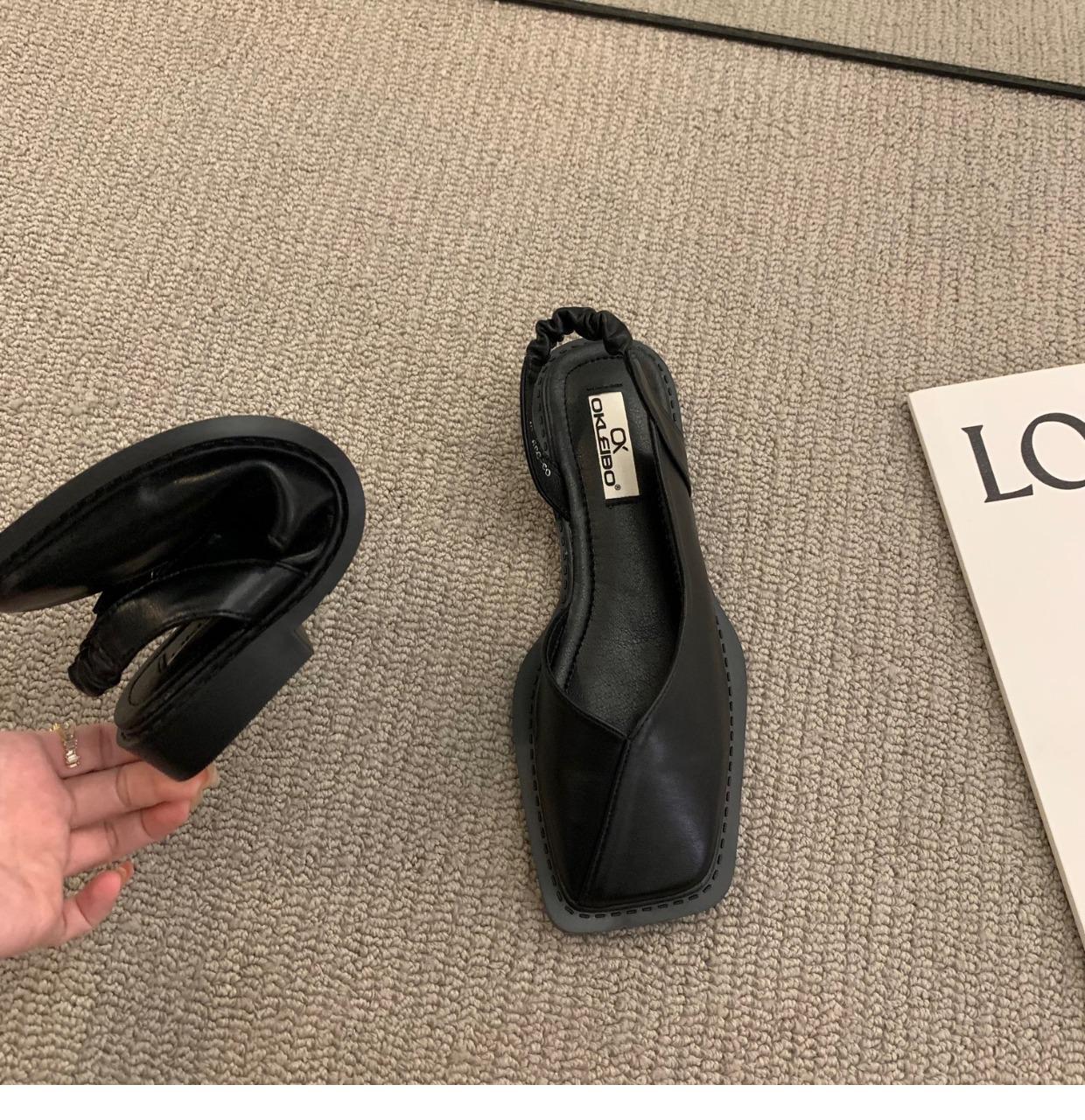 

Літні жіночі сандалі 2025 року з французьким квадратним носком та м якою підошвою 38 чорний