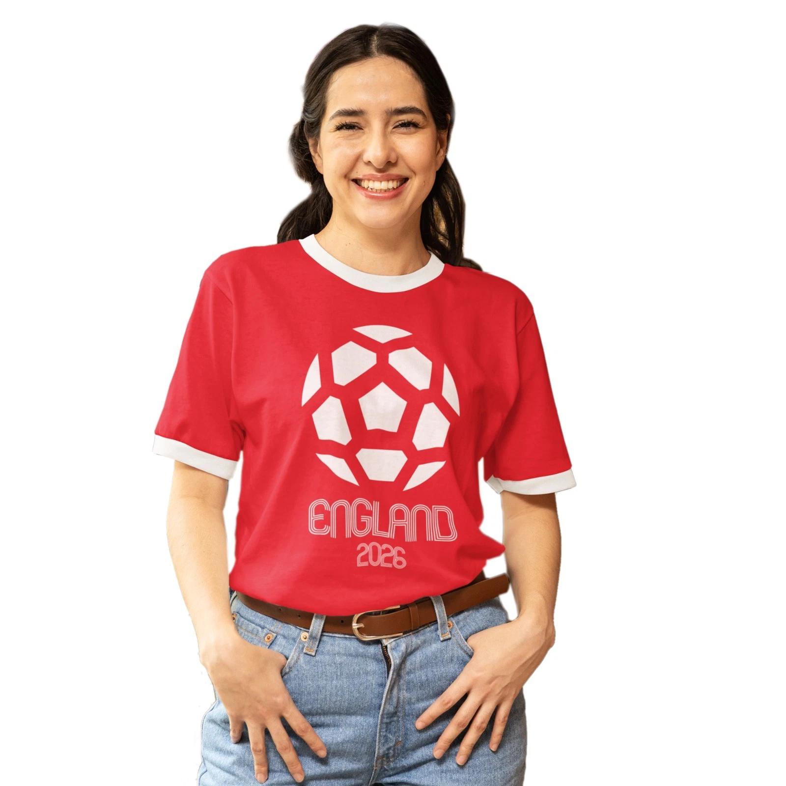 England 2026 International Football Fan Print Ringer T-Shirt Birthday Gift 4XL