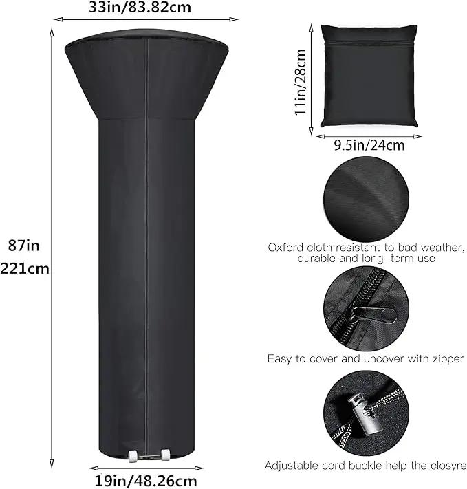 Waterproof Sunproof Patio Heater Cover, Full Coverage Dustproof Protector for Vertical Outdoor Garden Heaters