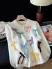 Korean Style Colorful Bow Round Neck Loose Knit Cardigan Sweater