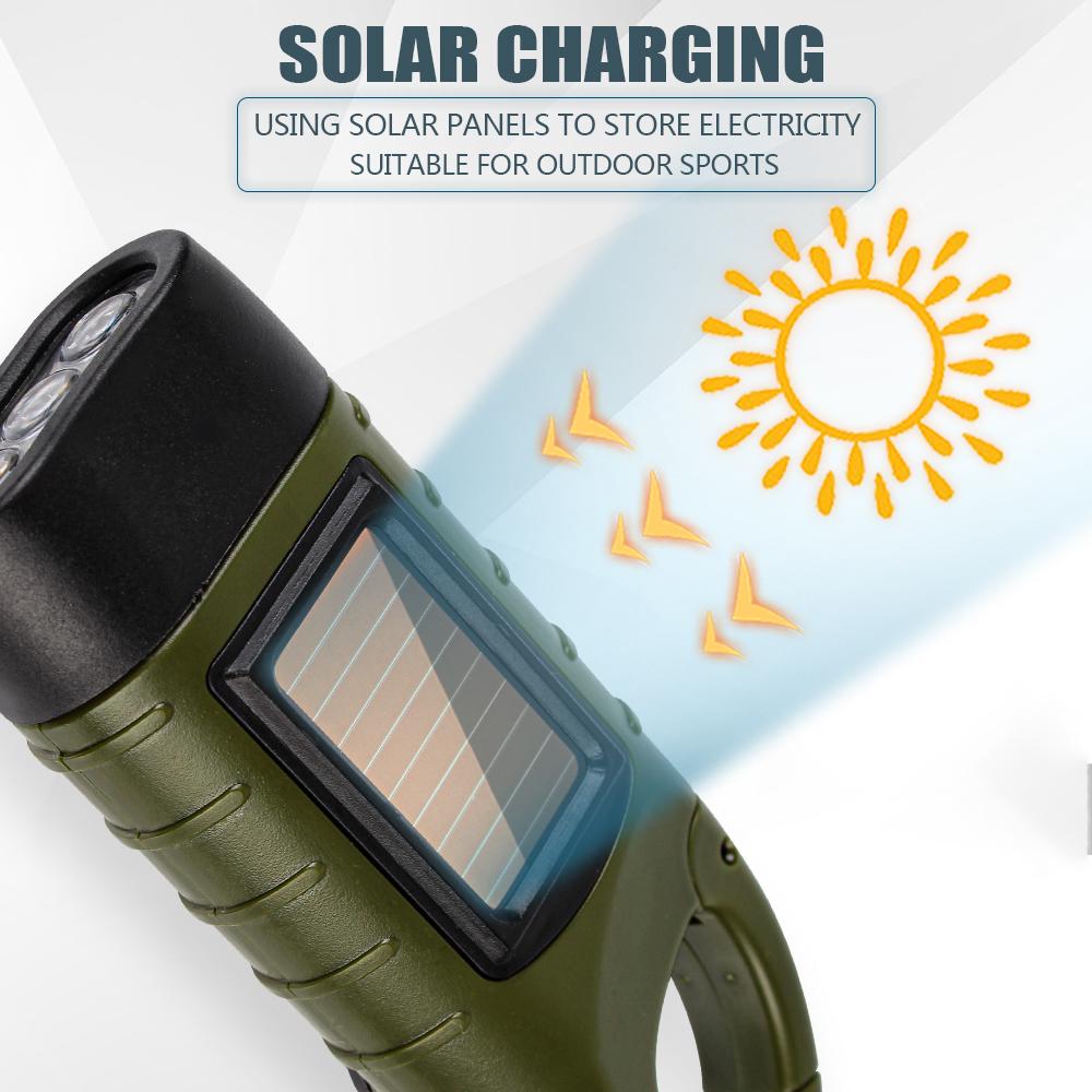 Hand Crank Dynamo Traditional Design for Outdoor Camping Mountaineering LED Flashlight Portable Torch Lantern Solar Power Tent Light