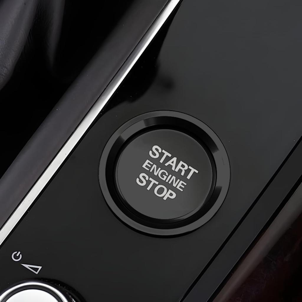 Mandark Car Engine Start Stop Push Botton Cover, Alumninum Vehicle Key Ignition Switch Knob Protector with Metal Ring Decal, Auto Decor Accessories