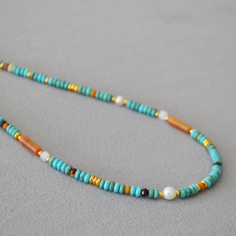 

Винтажное бисерное колье Пикассо из бирюзового агата для женщин