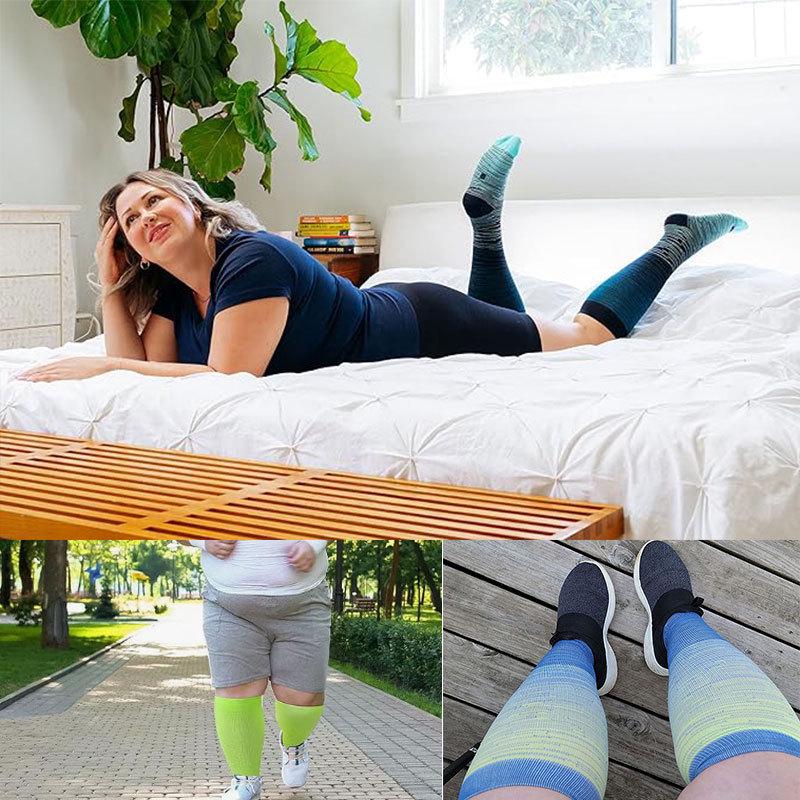 Three-Pair Pack Plus Size Knee-High Compression Socks for Wide Calf - Extra Large Support & Circulation Pressure Socks