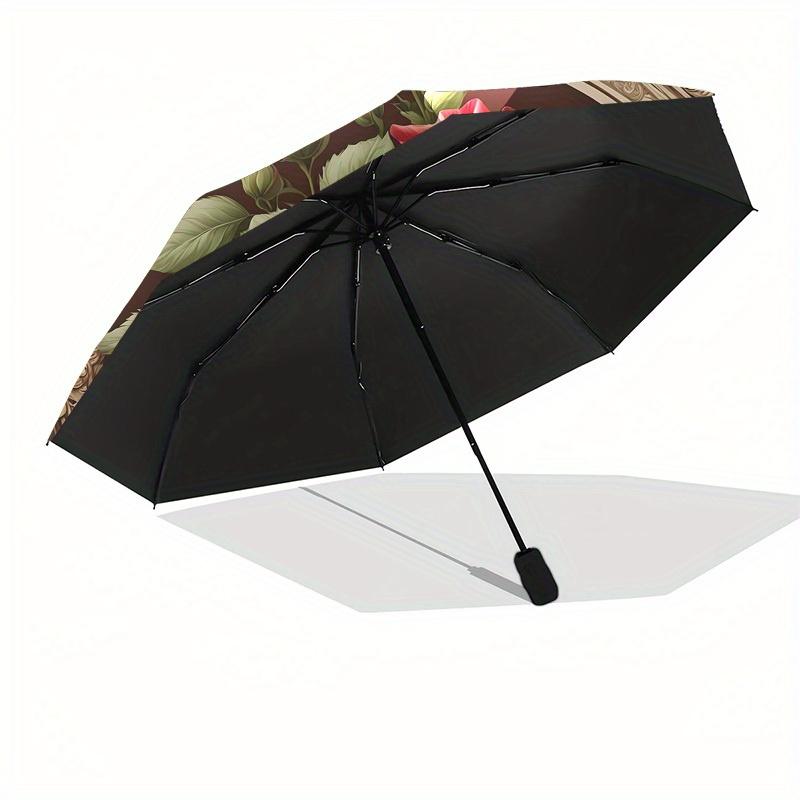 1pc Roses in Ornate Frame Umbrella with Plastic Handle,Suitable for All Seasons Home Travel Outdoor UmbrellaB1649
