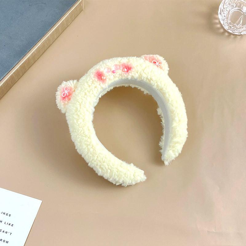 Cute Panda Plush Headband For Women Winter Face Wash Hairband Korean Style Hair Accessories
