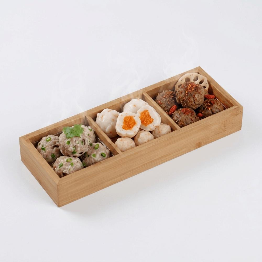 Bamboos Serving Tray Independent Separate Snack Tray Easy To Wipe Display Plate  Afternoon Tea