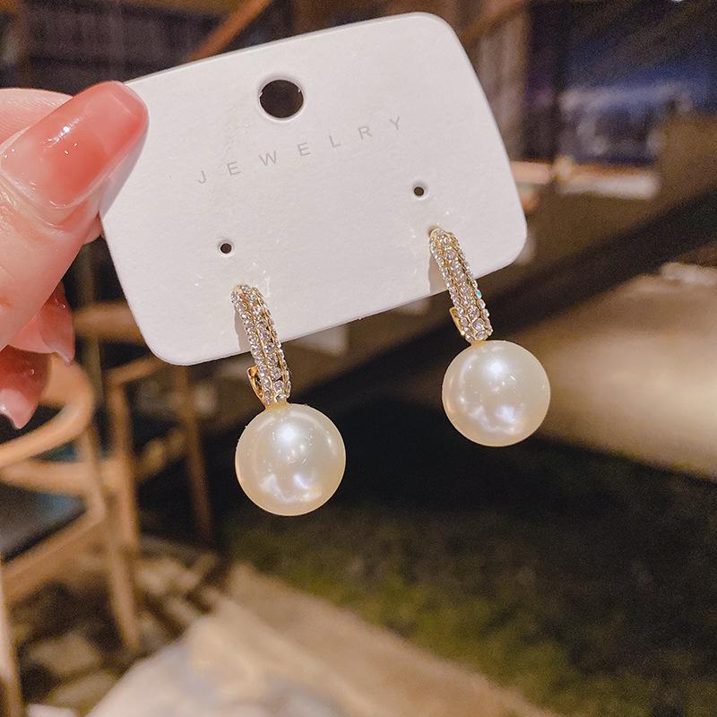 S925 Silver Pearl Stud Earrings - Elegant Korean Style